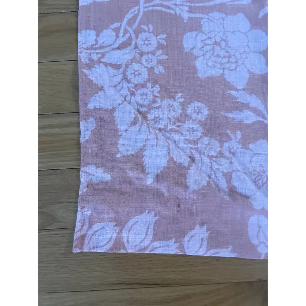 Anthropologie Warm Pale Pink Damask Floral Hawaiian Flower Linen 96x42 Inches